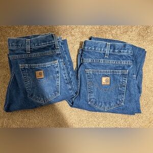 *2 Pair* Carhartt B17-DST Relaxed Fit Jeans Mens Sz 33 x 34 Very Good Condition